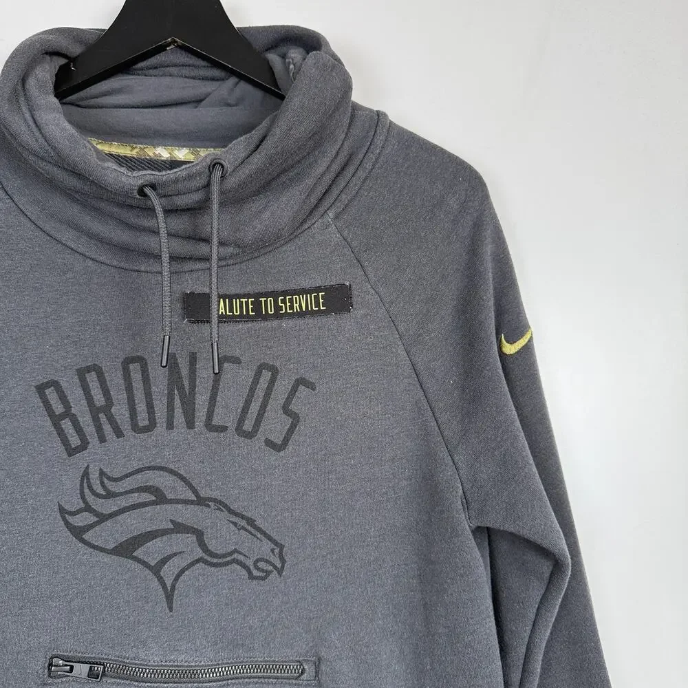 Nike Denver Broncos Salute to Service Funnel Neck Sweatshirt Gray - S